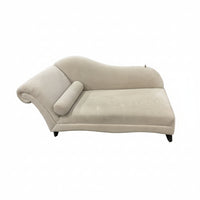 Cream Chaise Lounge Sofa with Cylindrical Bolster Pillow