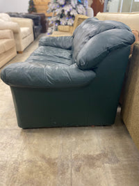 Forest Green Leather Loveseat