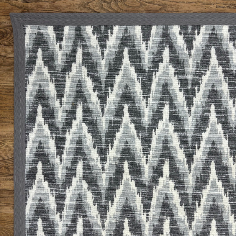 6×9-ft Grey & White Zigzag Rug – Machine-Woven Polyester, 283