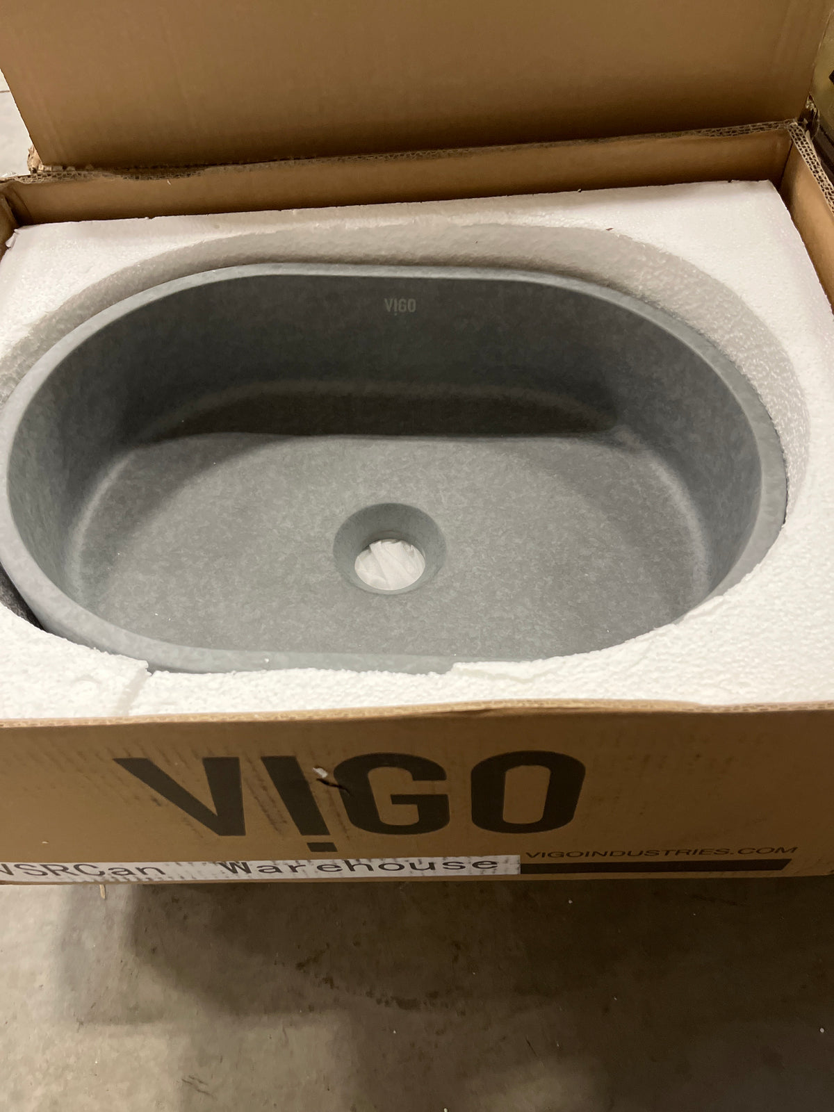 VIGO Gray Stone Oval Vessel Sink