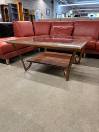40"W Glass / Wood Coffee Table