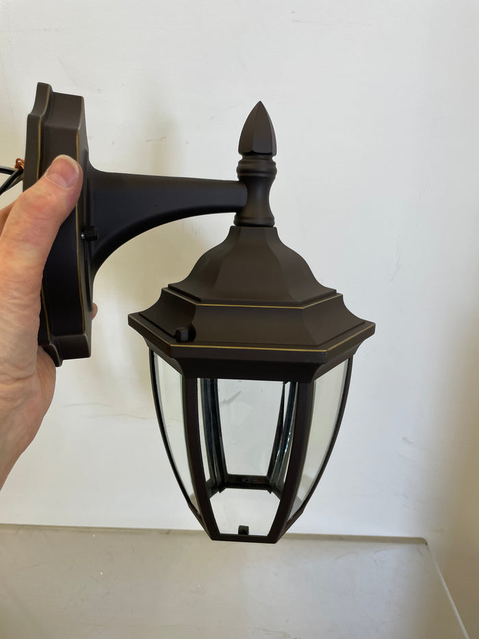 Small Brown Wall Sconce with Gold Trim
