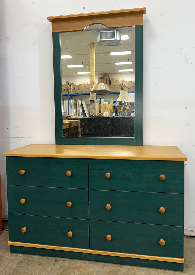 Two-Toned Green Wooden Dresser