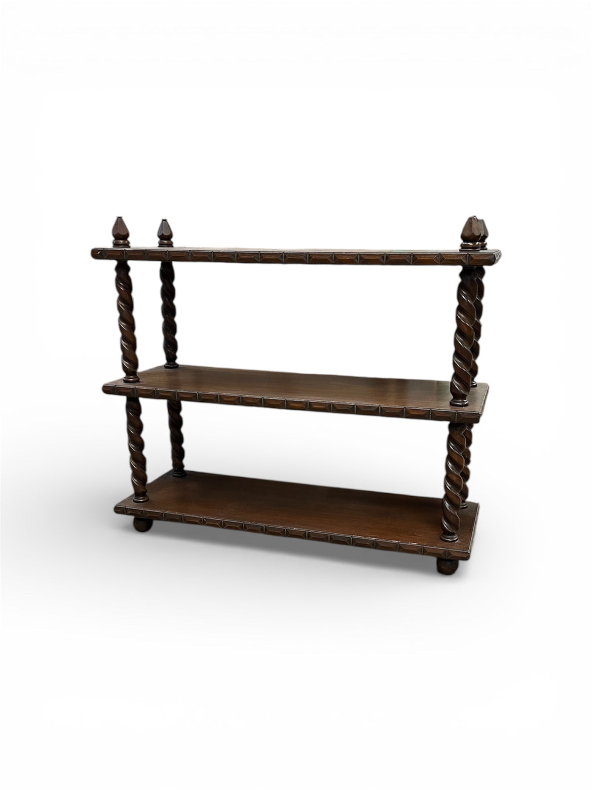 Solid Wood 3 Tier Shelf with Twist Columns