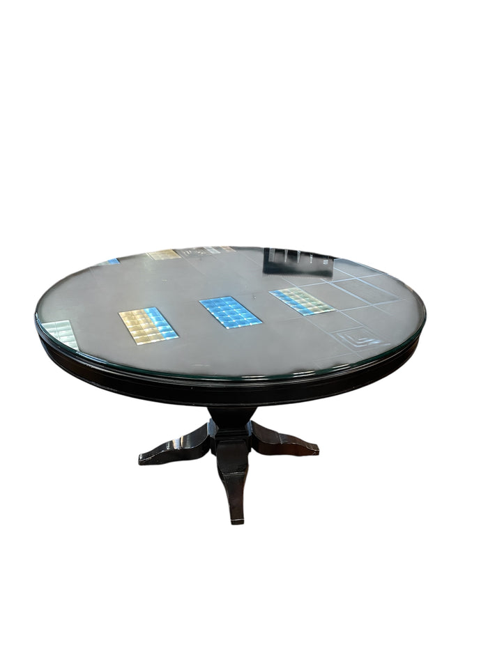 Darkwood Round Glass Top Dining