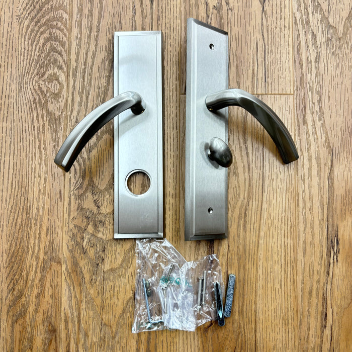 Left-Handed Door Lever with Thumb Turn in Brushed Nickel, 8525BOSSEMLH15