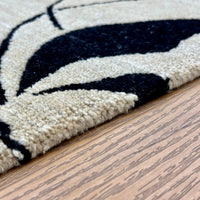 3x5-ft Floral Handmade Rug, Black on Beige, 100% Wool, 248