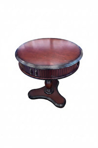 Mahogany-Finished Pedestal Drum Table