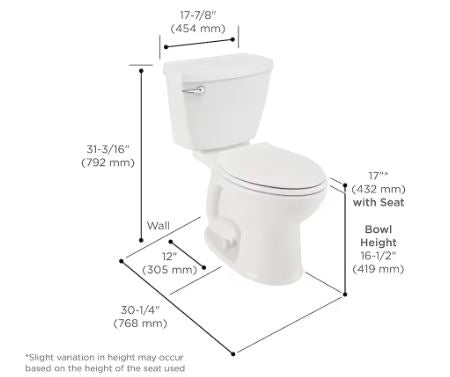 AMERICAN STANDARD Champion 4 Single Flush 2-Piece Toilet in White