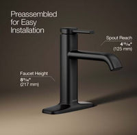 KOHLER Ashan 1-Handle Bathroom Sink Faucet in Black