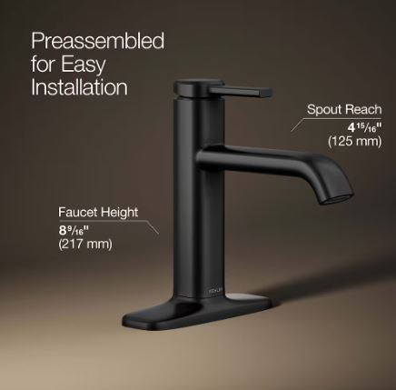 KOHLER Ashan 1-Handle Bathroom Sink Faucet in Black