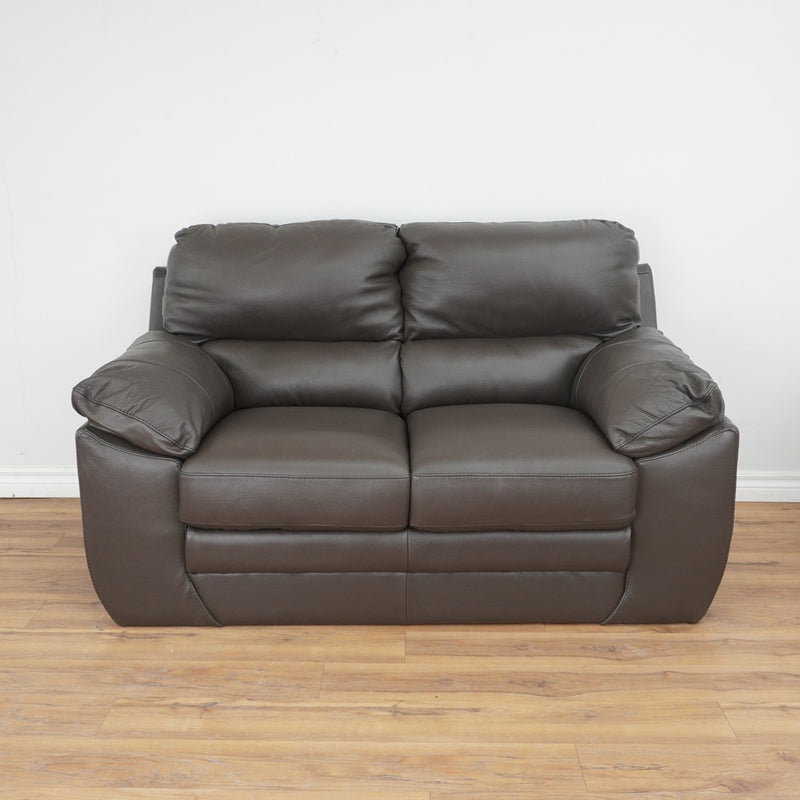 60-inch 2-Seater Genuine Leather Loveseat Sofa