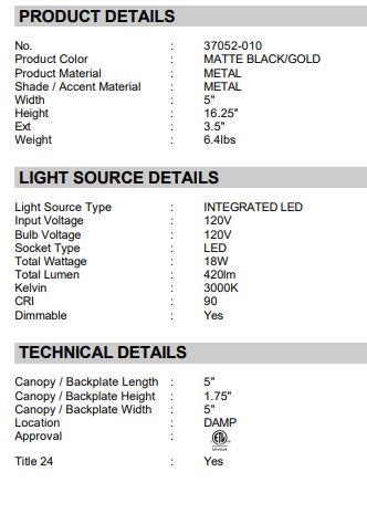 Admiral - 5 Inch 18W 1 Led Wall Sconce 37052-010
