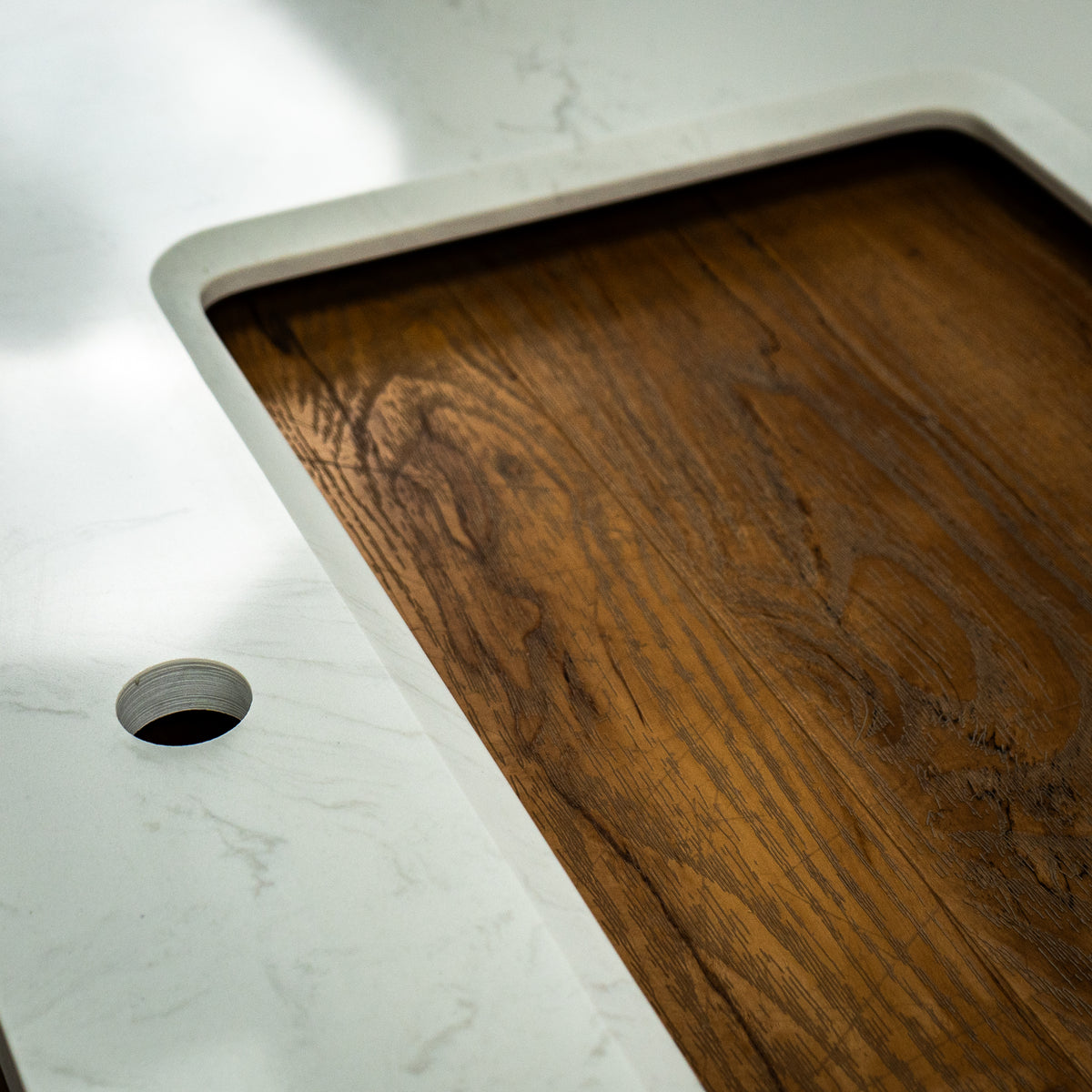 63" Engineered Stone Double Countertop with Predrilled Faucet Hole and Sinks