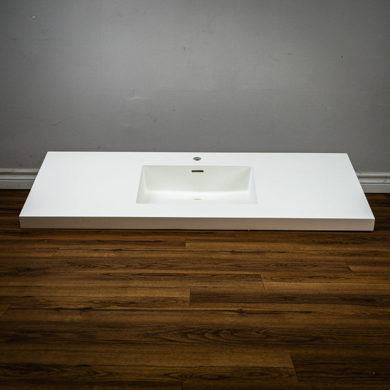 51-inch White Porcelain Lavatory Countertop with Single Sink - Tridel 51C Modern Bathroom Vanity Top