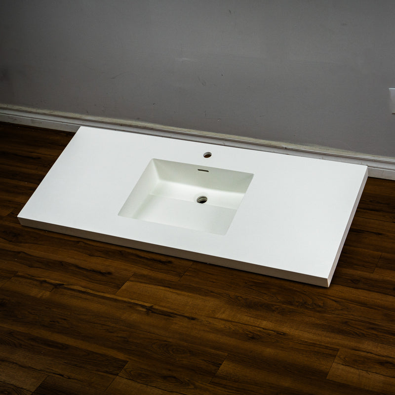 51-inch White Porcelain Lavatory Countertop with Single Sink - Tridel 51C Modern Bathroom Vanity Top