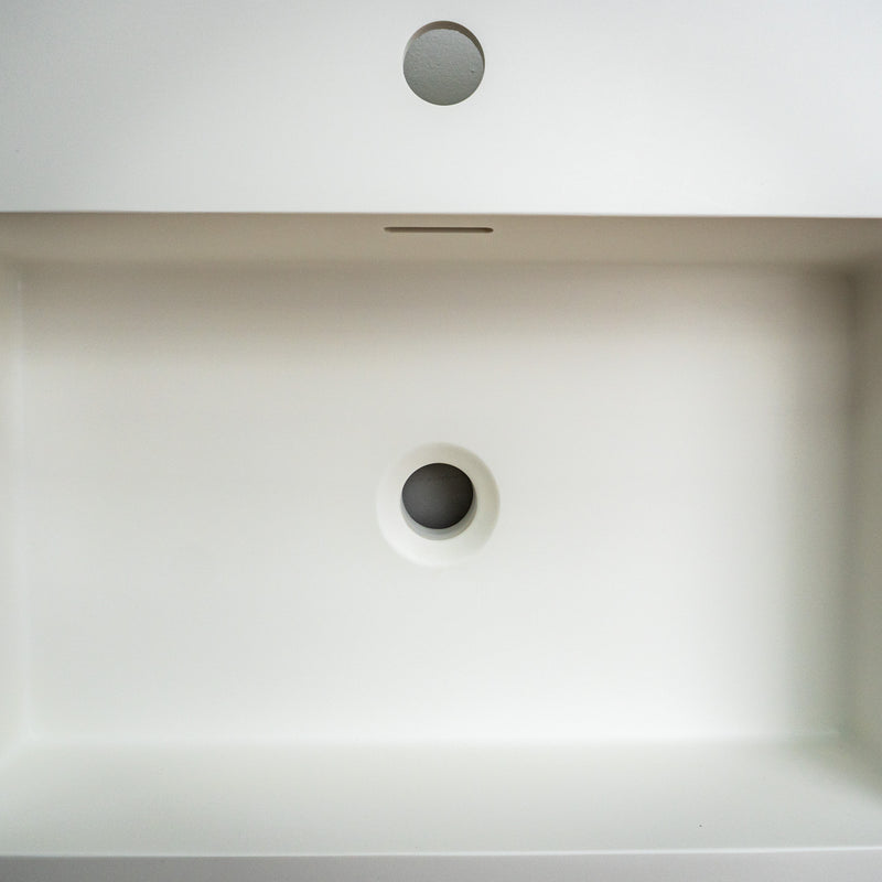 35-inch White Porcelain Lavatory Countertop with Single Sink - Minimalistic Bathroom Vanity Top