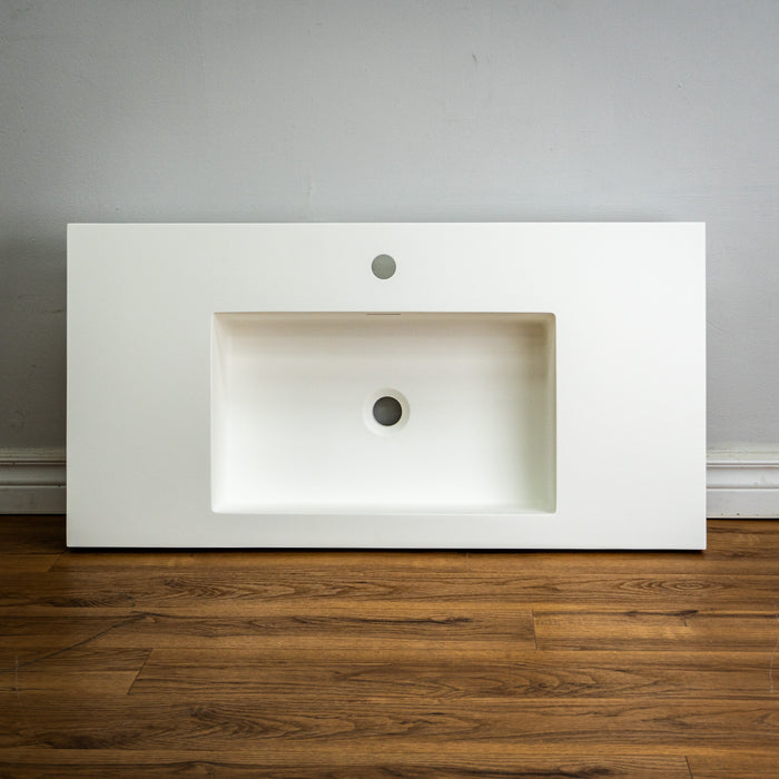 35-inch White Porcelain Lavatory Countertop with Single Sink - Minimalistic Bathroom Vanity Top