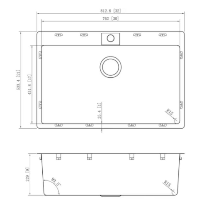 American Imaginations 32-in. W CSA Approved Stainless Steel Kitchen Sink, AI-27691