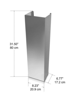 Ancona PRH-2727 Adjustable Chimney Extension for Wall Mount Range Hoods