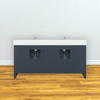 Art Bathe Calais 75 inch W x 22 inch D Grey Vanity with White Stone Top and Two 1-Hole White Sinks