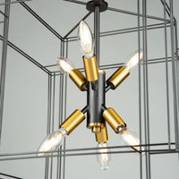 Artisan 6-Light Pendant in Black and Brushed Brass Finish