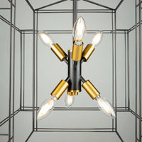 Artisan 6-Light Pendant in Black and Brushed Brass Finish