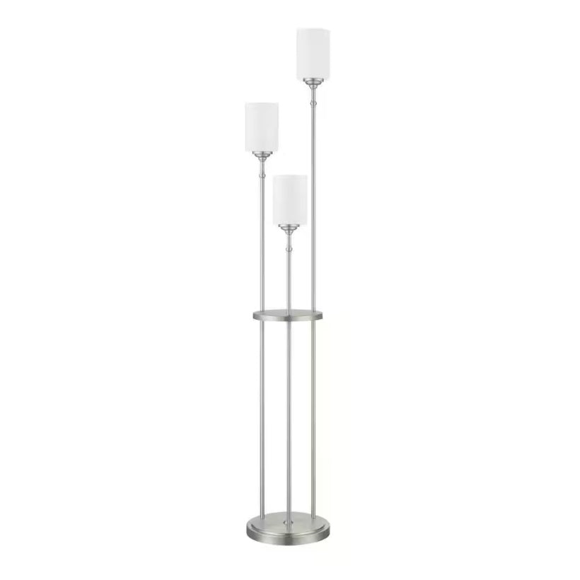 Ayelen 3-Light 59-inch Floor Lamp in Brushed Nickel w/ Glass Shades