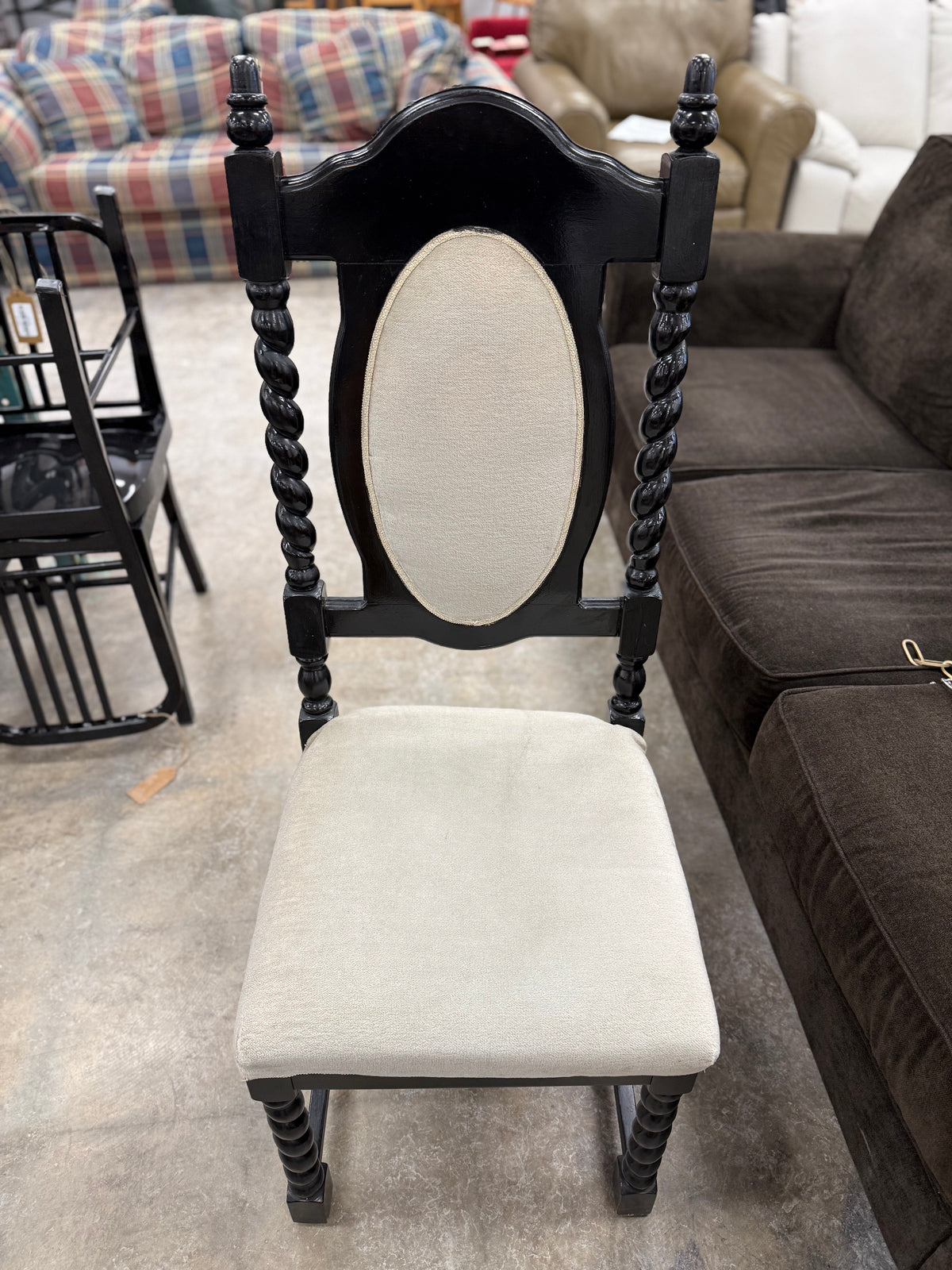 Black and White Victorian Styed Dining Chair