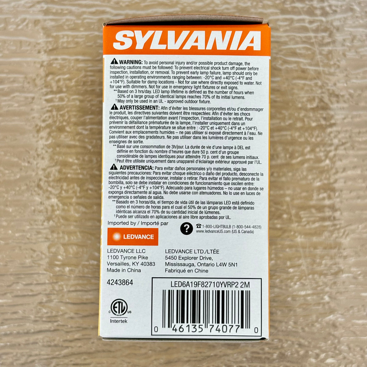 2-Pack Sylvania LED A19 Soft White Light Bulb, E26, 6W, 120V, 2700K, 74077-C