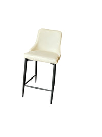 Faux Leather White Bar Stool w/ Black Frame