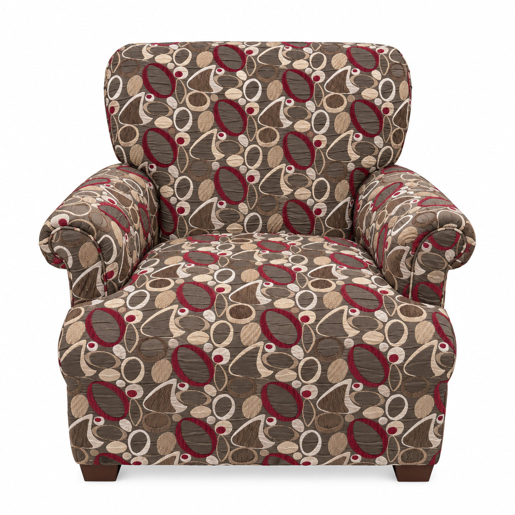 Beige and Red Patterned Armchair