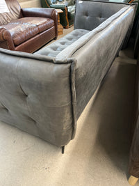 86"W Grey Leather Sofa