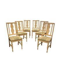 Cream Tone Wood Dining Table with 6 Chairs