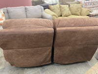 Light Brown Suede Reclining Loveseat