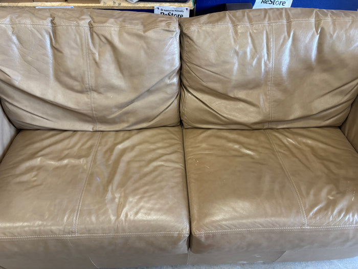 Tan Leather Loveseat Sofa