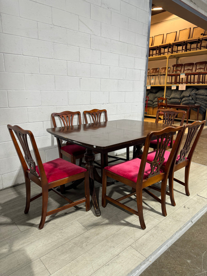 Dining table with 6 chairs(raspberry)