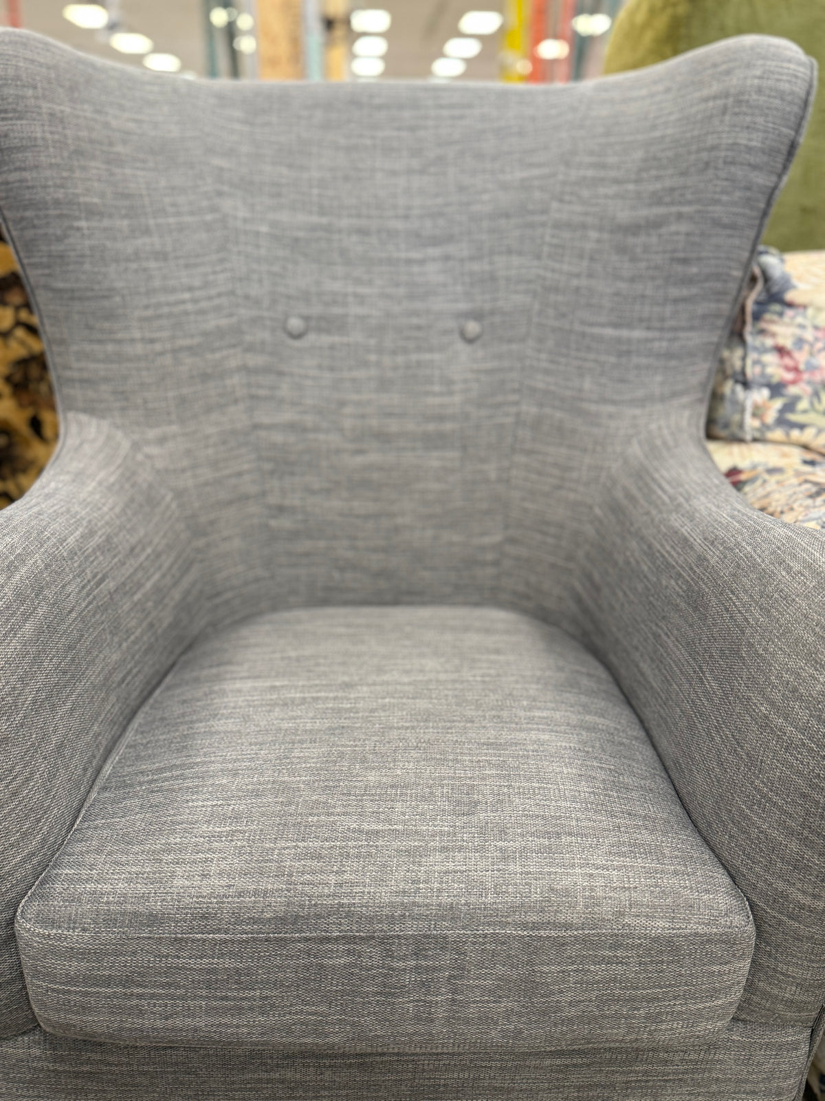 Large Modern Grey Wingback Armchair