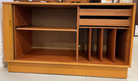 Retro Entertainment Unit with Slat Sliding Door
