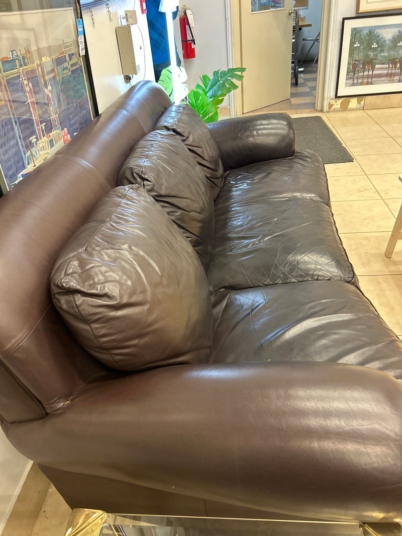 Hickory Leather Three Seater