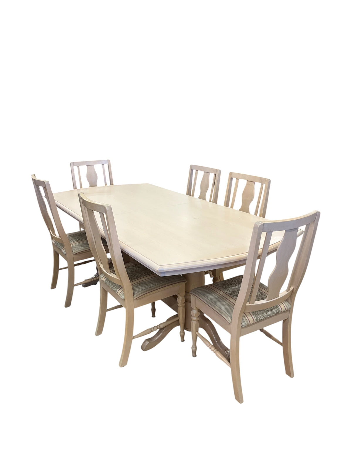 Cream Tone Wood Dining Table with 6 Chairs