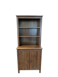 Dark Wood Hutch With Shelves & Cabinets
