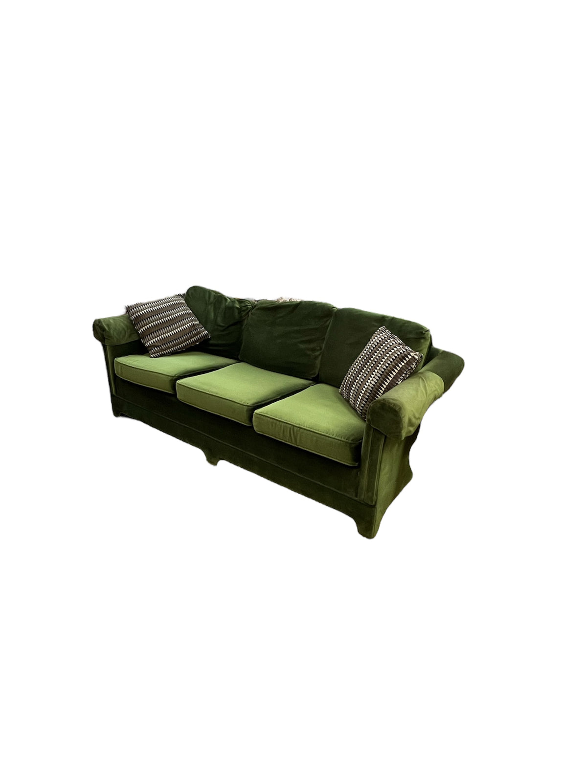 Mid-Century Green Velvet Sofa