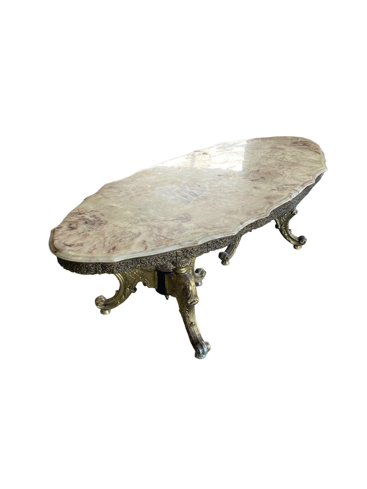 Natural Stonetop Coffee Table with Metal Legs