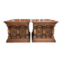Vintage Carved Oak Nightstands (Set of 2)