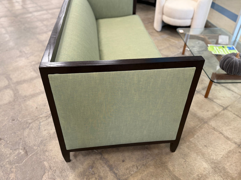 Modern Light Green and Dark Wood Sofa
