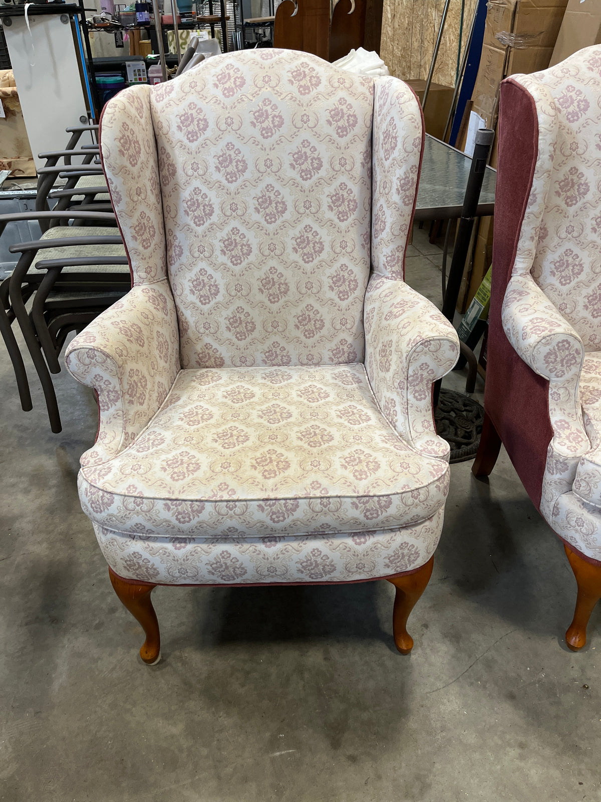 26" Floral Wing Back Chair