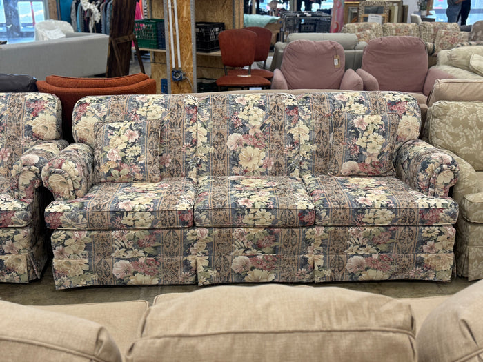 Floral Upholstered 3-Seater Sofa