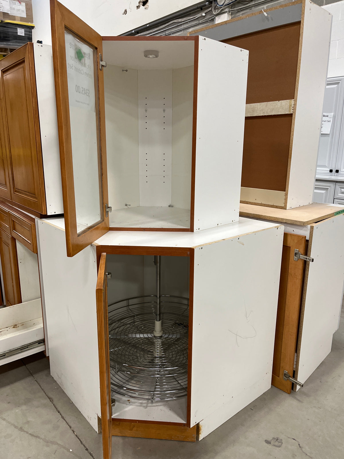 9 Pc Maple Color Kitchen Cabinet Set