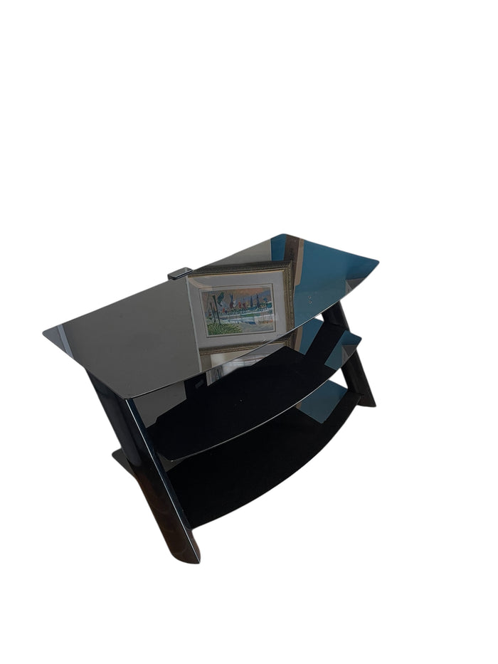 Black 3-Tier Glass TV Stand